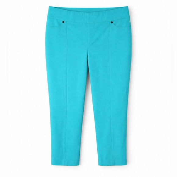 Joseph Ribkoff Cropped Aqua Blue/ Teal Trousers with Pockets Size 12